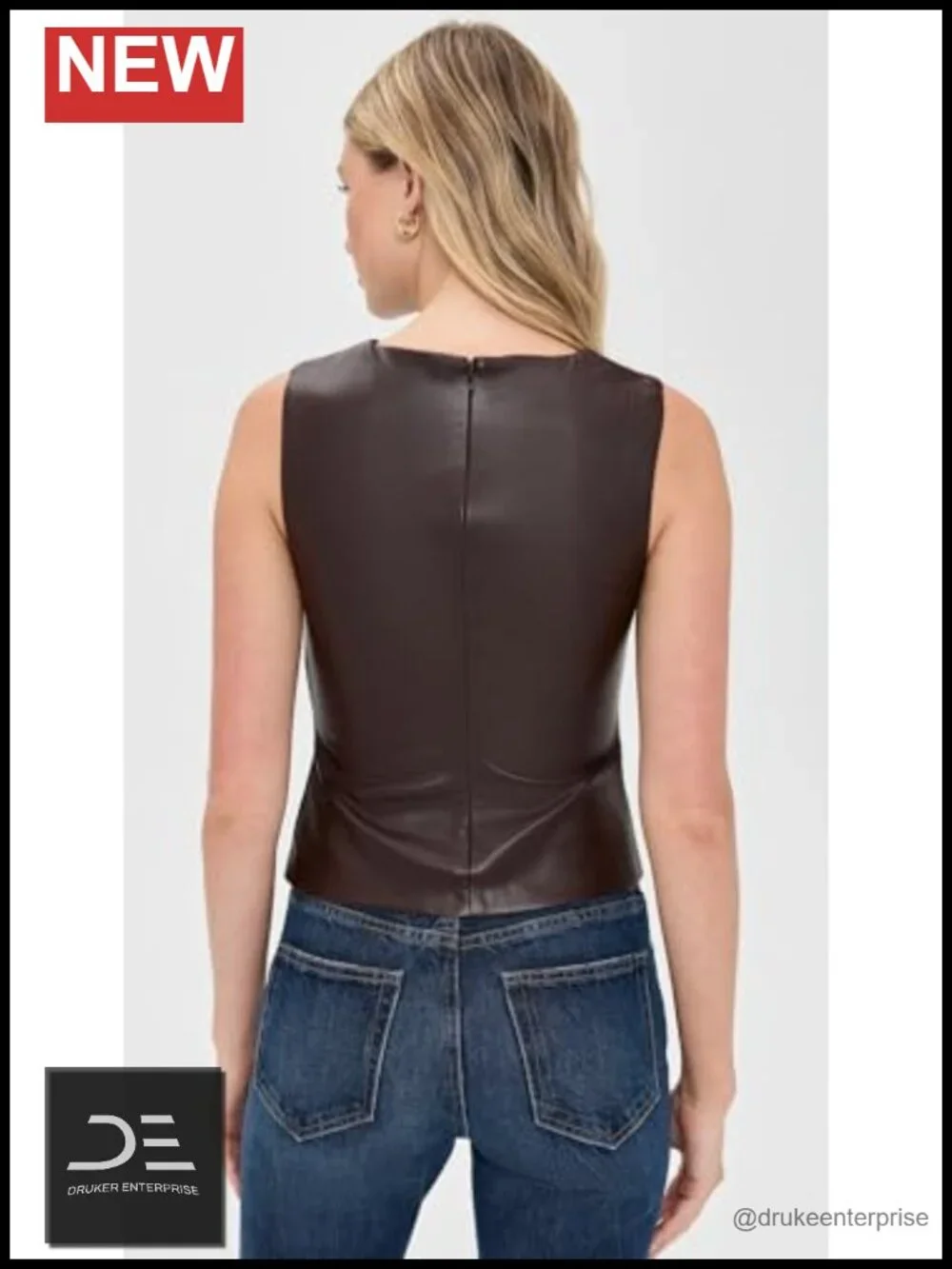JOE'S JEANS Women's The Meg Vegan Leather Sleeveless Tank Top